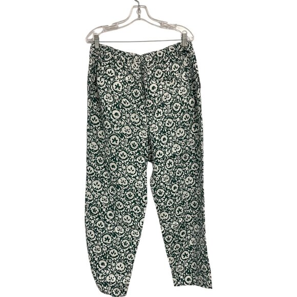 Boden Womens Pants UK 14 US 10 Cropped Green Enchanting Bloom Linen R0359 NWT - Picture 3 of 11